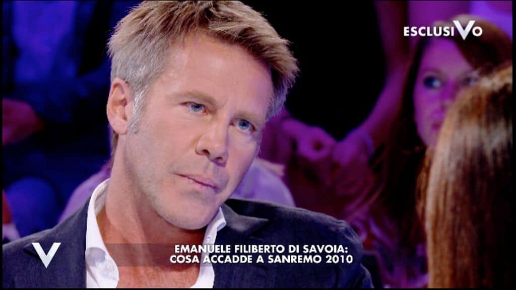 Emanuele Filiberto ospite di Silvia Toffanin a Verissimo. Fonte: Mediaset Play