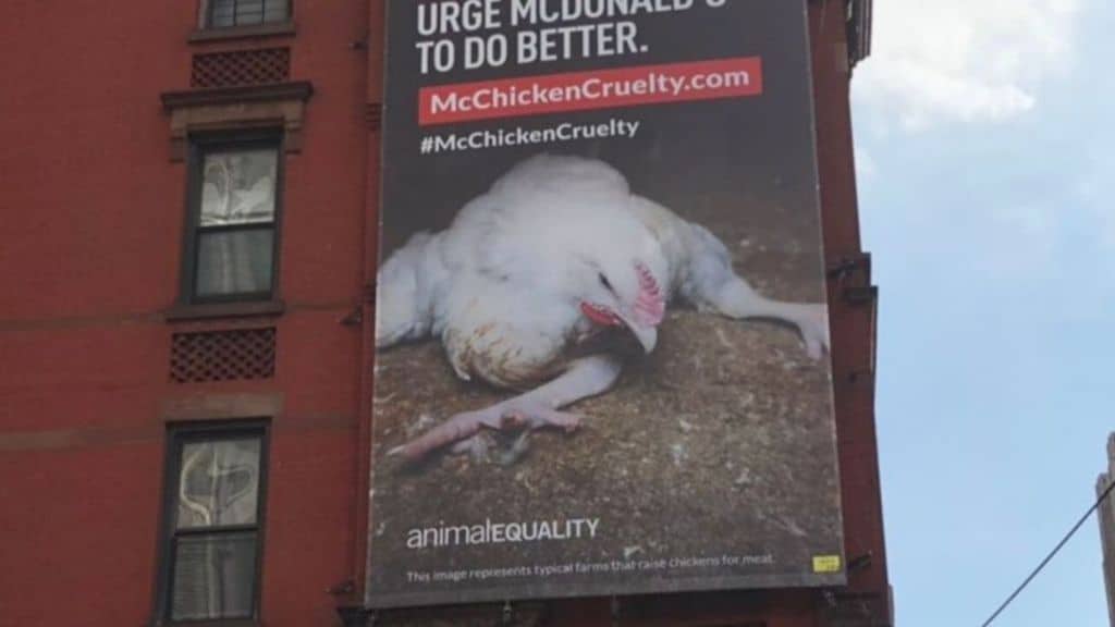 billboard di animal equality affisso a new york