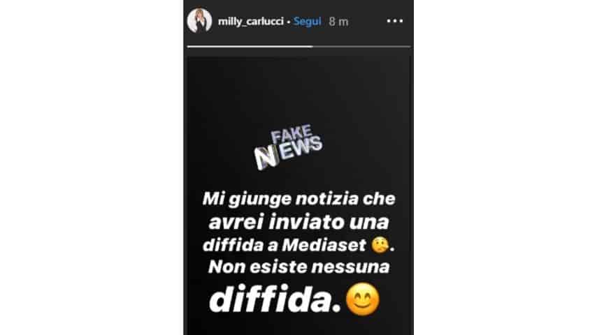 milly carlucci smentita diffida