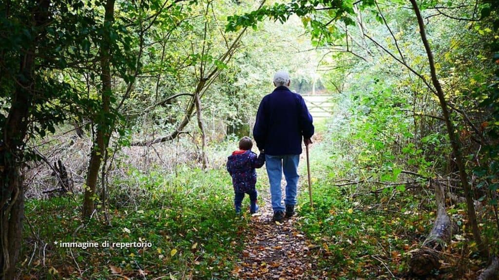 nonno e nipote mano nella mano