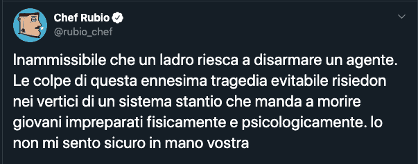 Il Tweet di Chef Rubio