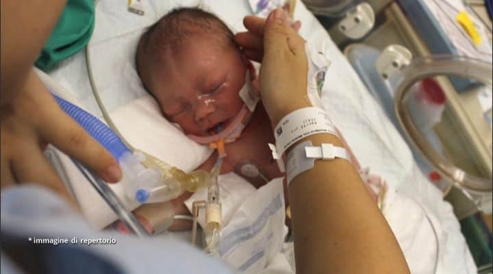 Neonato in incubatrice