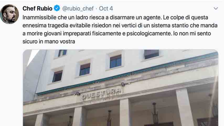 Tweet di Chef Rubio