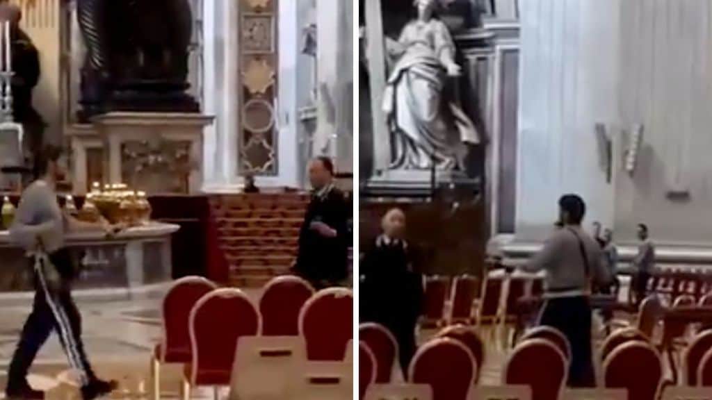 uomo armato dentro san pietro