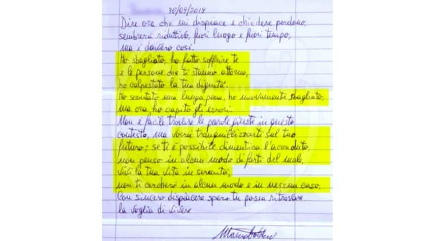 la lettera di mauro fabbri a lucia panigalli