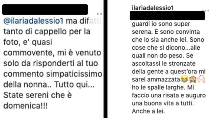 Ilaria D'Alessio mette a tacere l'utente
