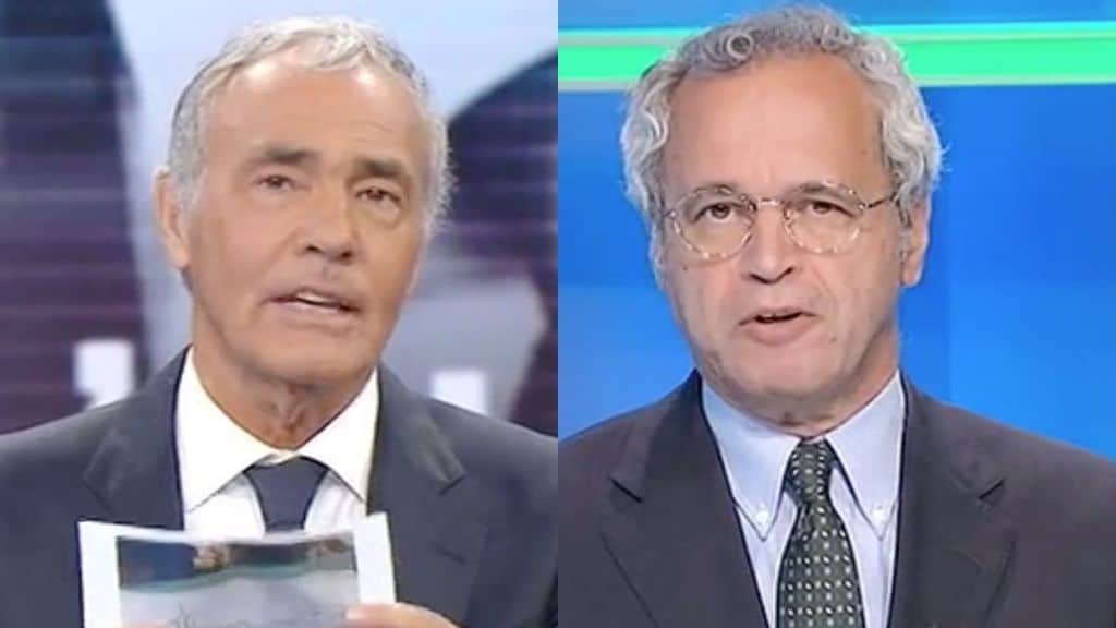 Massimo Giletti ed Enrico Mentana in primo piano