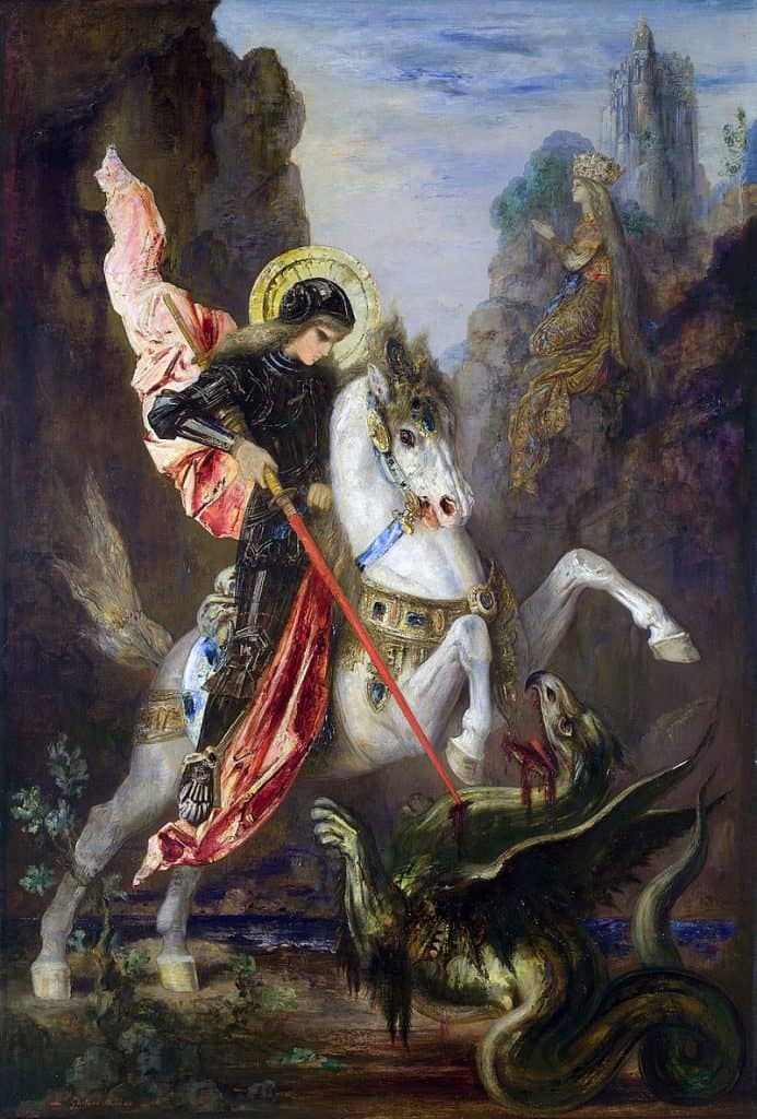 Raffigurazione di San Giorgio intento a uccidere un drago
