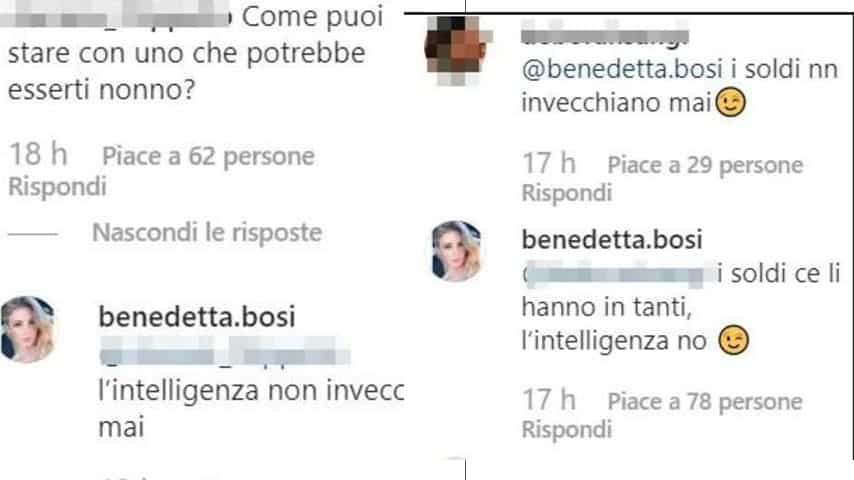 Commenti di Benedetta Bosi su Instagram