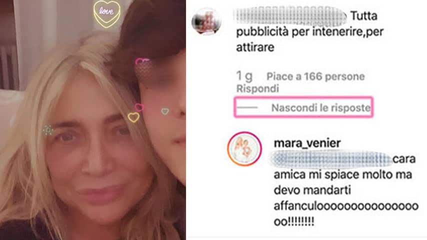 Commento di Mara Venier su Instagram