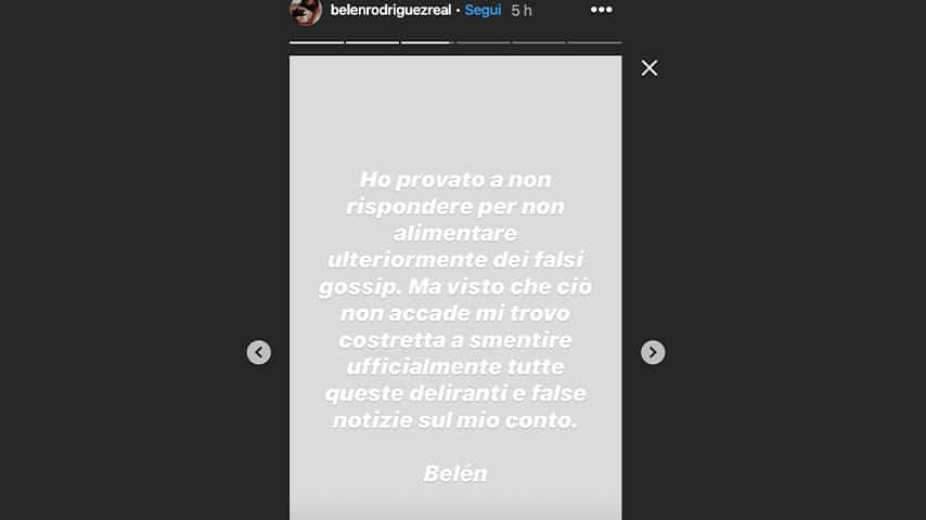 Post sulle Instagram Stories di Belen
