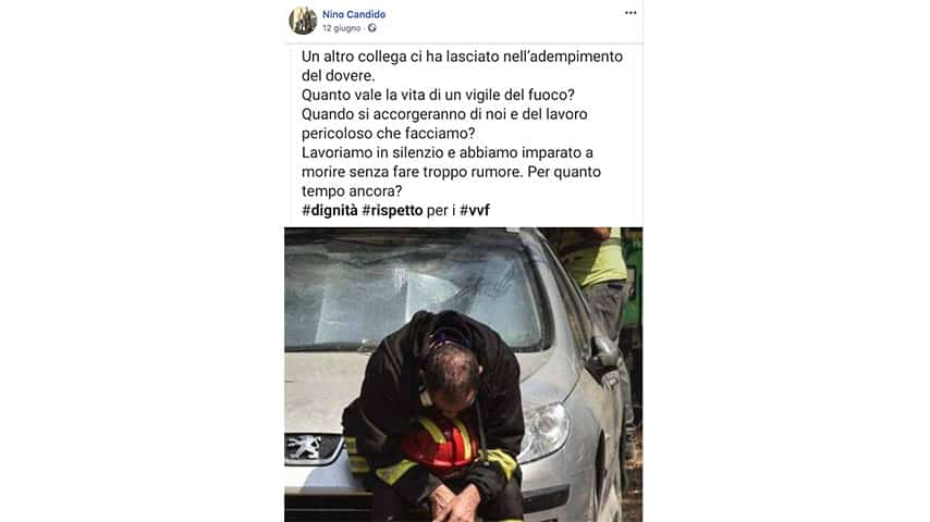 Post di Nino Candido su Facebook