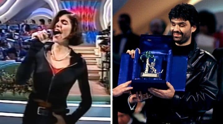 Giorgia e Andrea Bocelli a Sanremo nel 1994