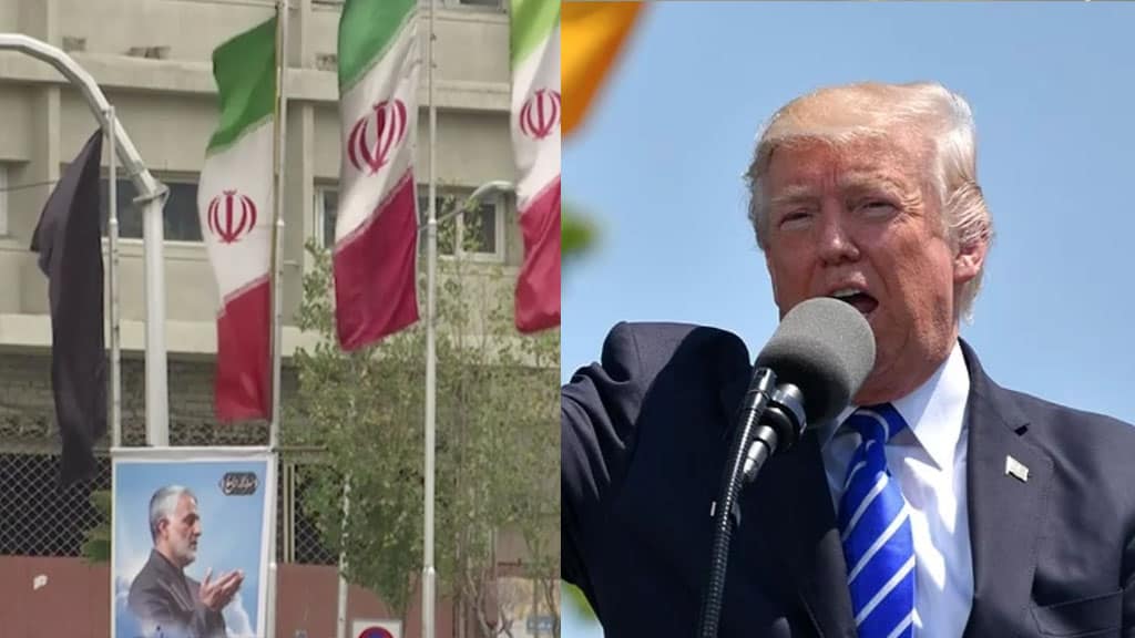 Bandiere per Soleimani e Donald Trump