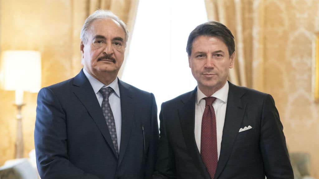 Khalifa Haftar e Giuseppe Conte