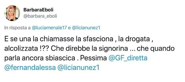 Tweet di Barbara Eboli