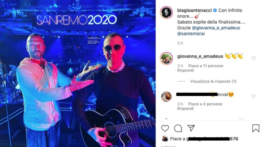 Il post scritto da Biagio Antonacci su Instagram