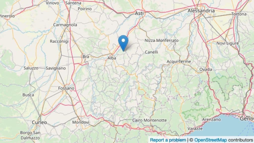 L'epicentro della scossa di terremoto