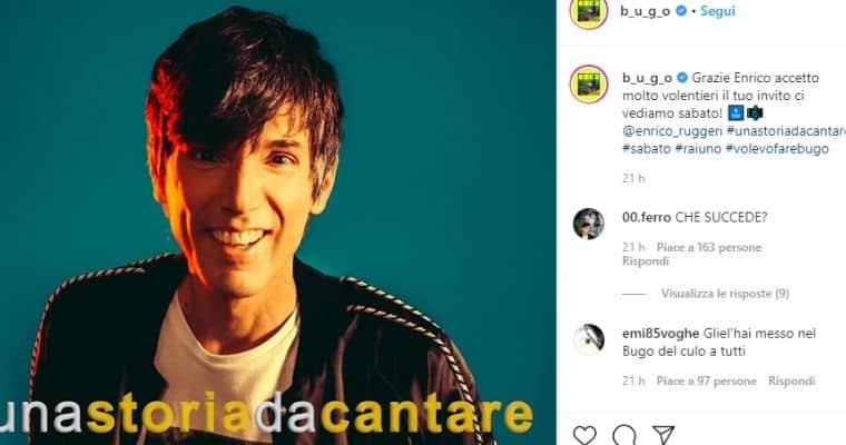 Il post di Bugo su Instagram