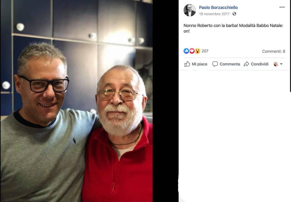 Paolo Borzacchiello e suo padre in un post su Facebook