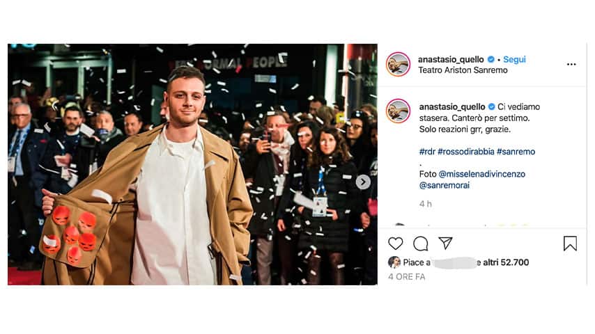 Post Instagram di  Anastasio