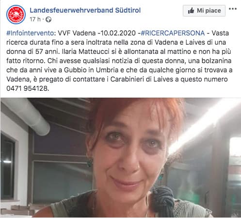 Post sulla scomparsa Ilaria Matteucci