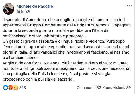 post sindaco svastica
