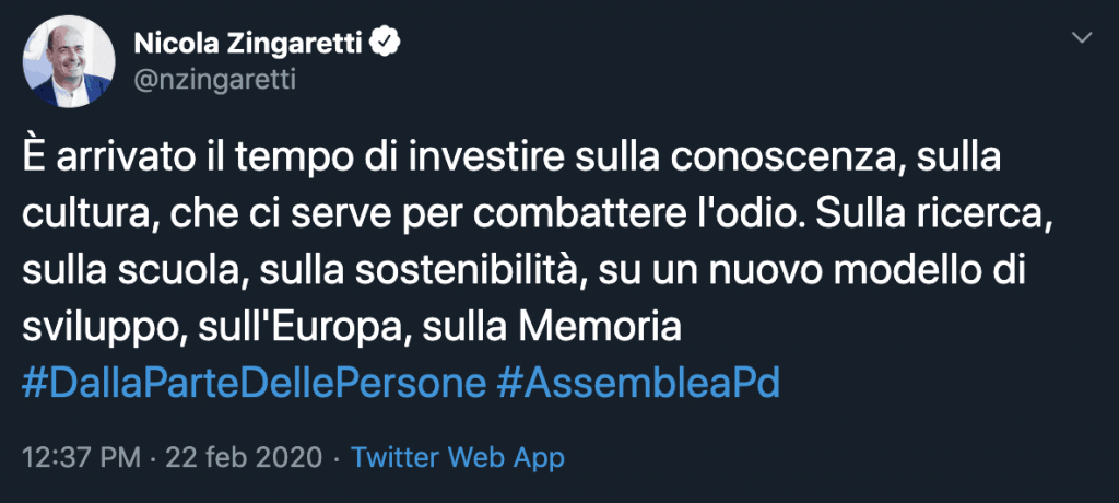 post twitter nicola zingaretti