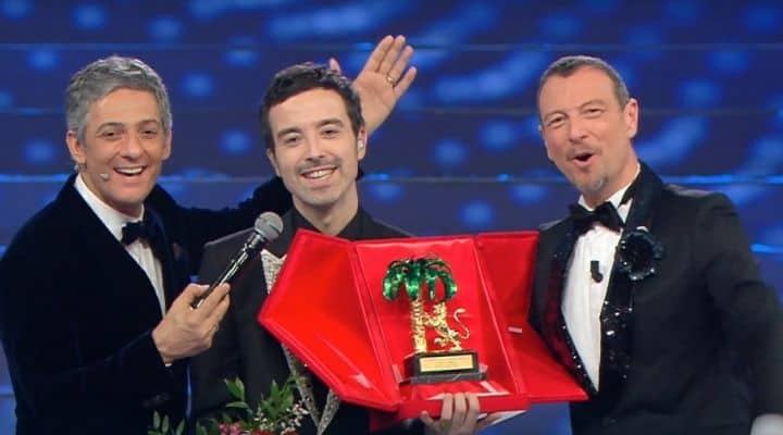 Fiorello, Diodato e Amadeus a Sanremo 2020