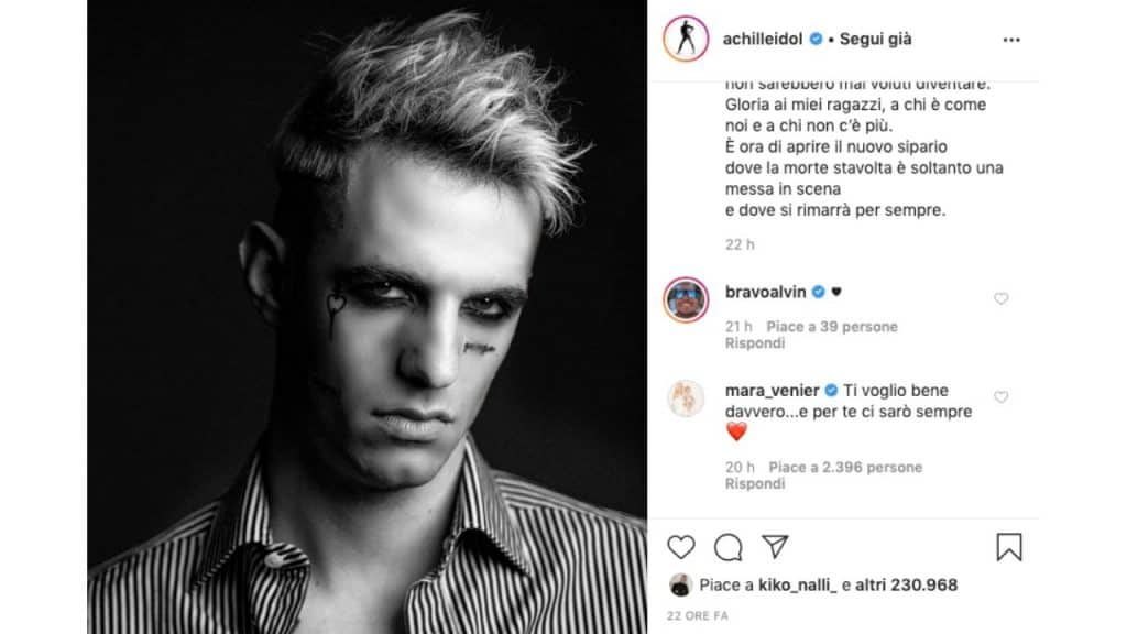 post instagram di Achille Lauro