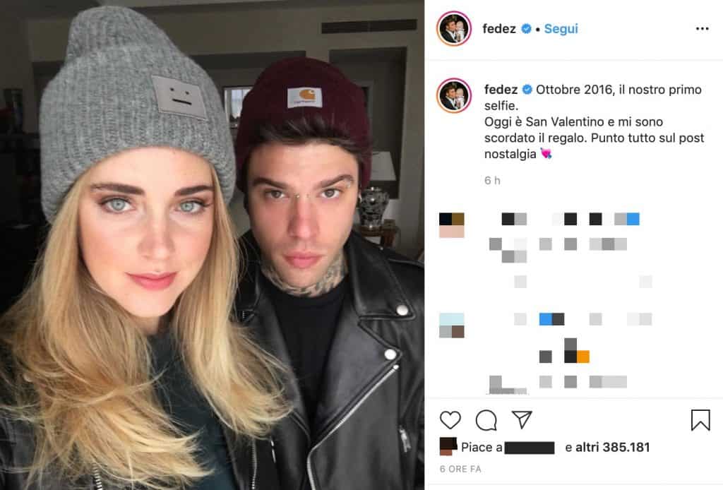 selfie fedez e chiara ferragni