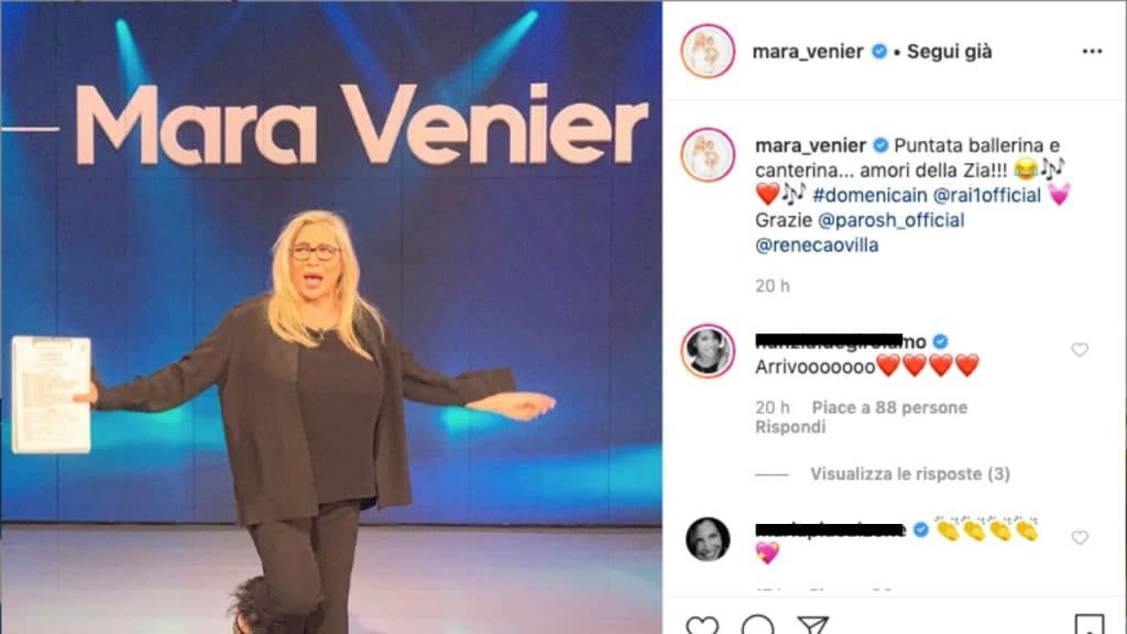 il post pubblicato su instagram da Mara Venier