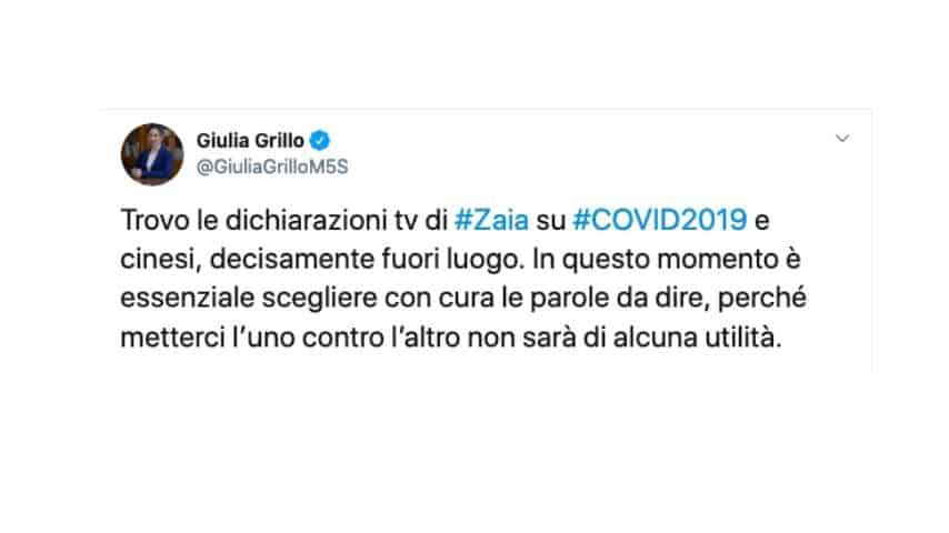 Il Tweet di Giulia Grillo