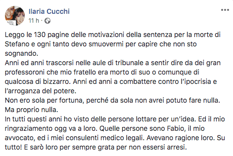 Post di Ilaria Cucchi