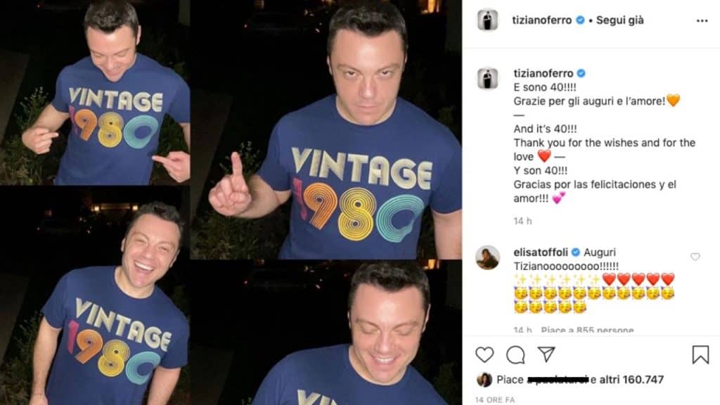 post instagram di tiziano ferro