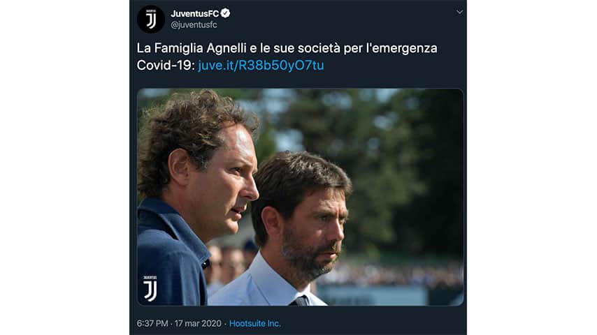 Annuncio della Juventus su Twitter