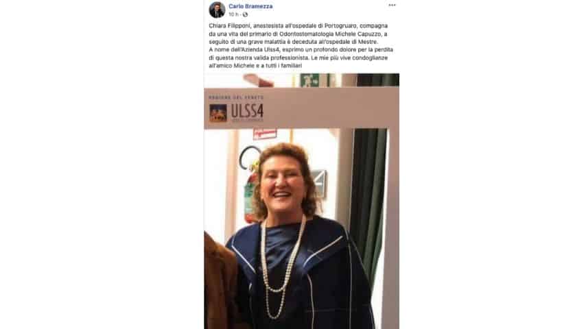 Il post a ricordo di Chiara Filipponi