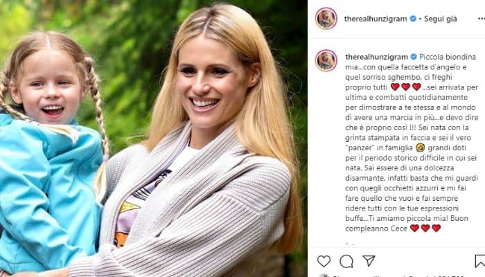 Post di Michelle Hunziker per Celeste