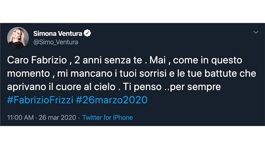 Tweet di Simona Ventura