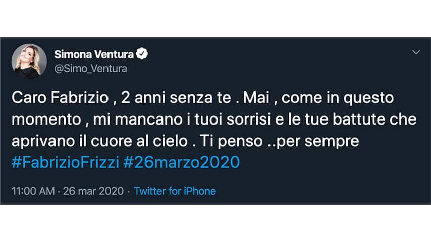 Tweet di Simona Ventura