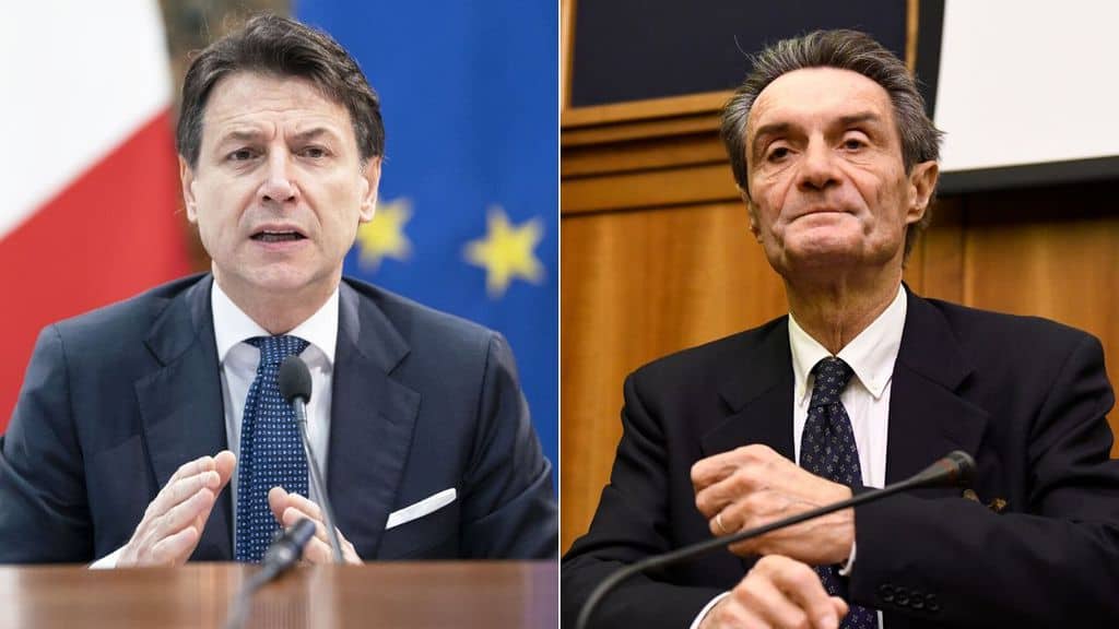 primo piano di giuseppe conte e attilio fontana