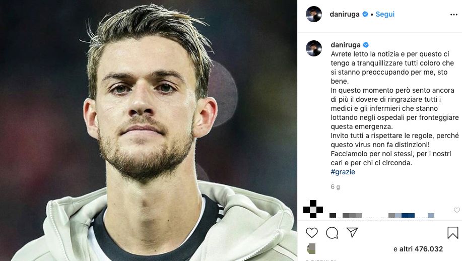 Post Instagram di Daniele Rugani