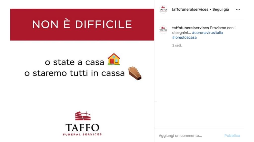 Il post instagram di Taffo