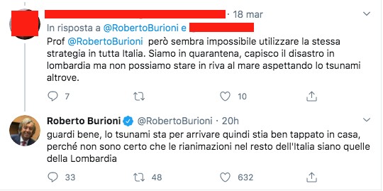 Post di Roberto Burioni su Twitter
