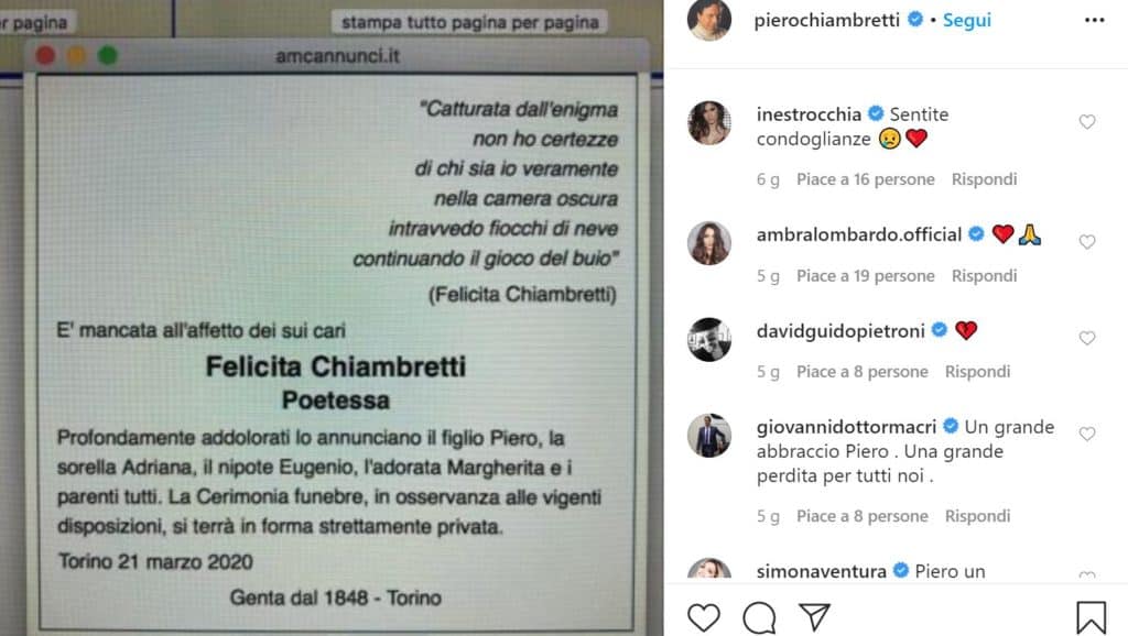 Il post di Chiambretti