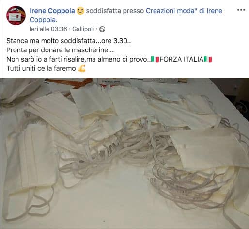 Post della stilista Irene Coppola