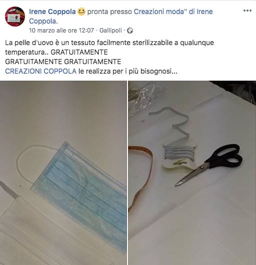 Post della stilista Irene Coppola