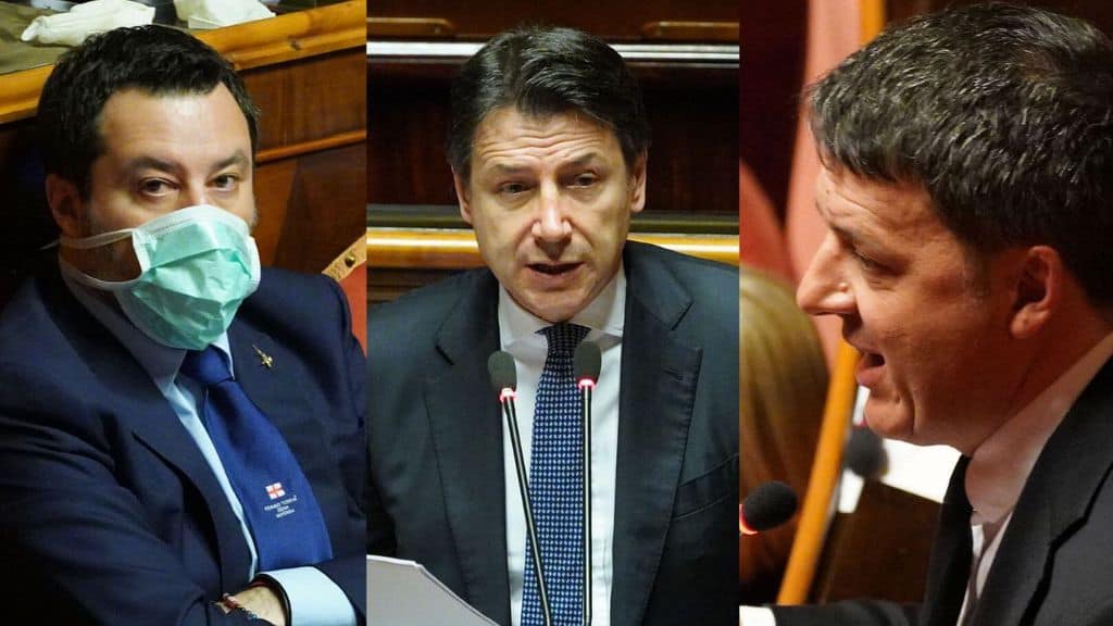 matteo salvini, giuseppe conte e matteo renzi