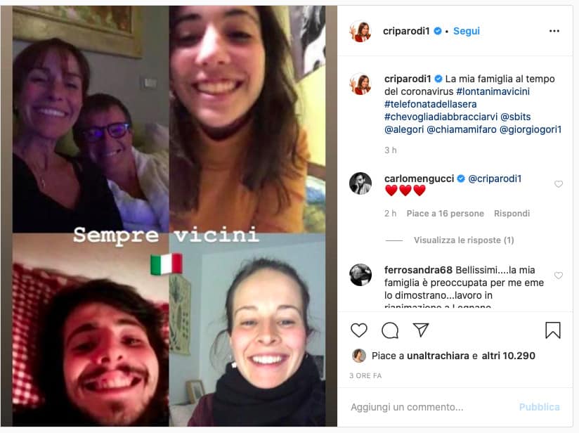 Foto videochiamata figli Cristina Parodii