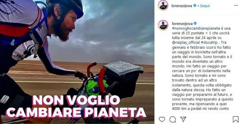 Post Instagram di Jovanotti su Non voglio cambiar pianeta